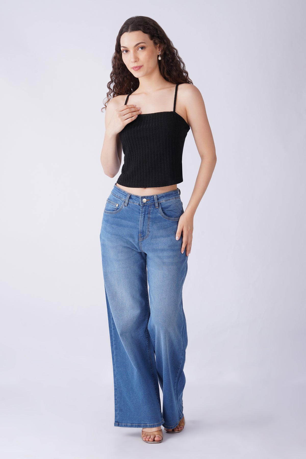 1165 WIDE LEG JEANS -MID BLUE