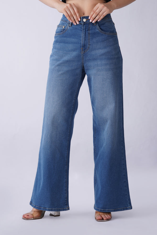 1165 WIDE LEG JEANS -MID BLUE