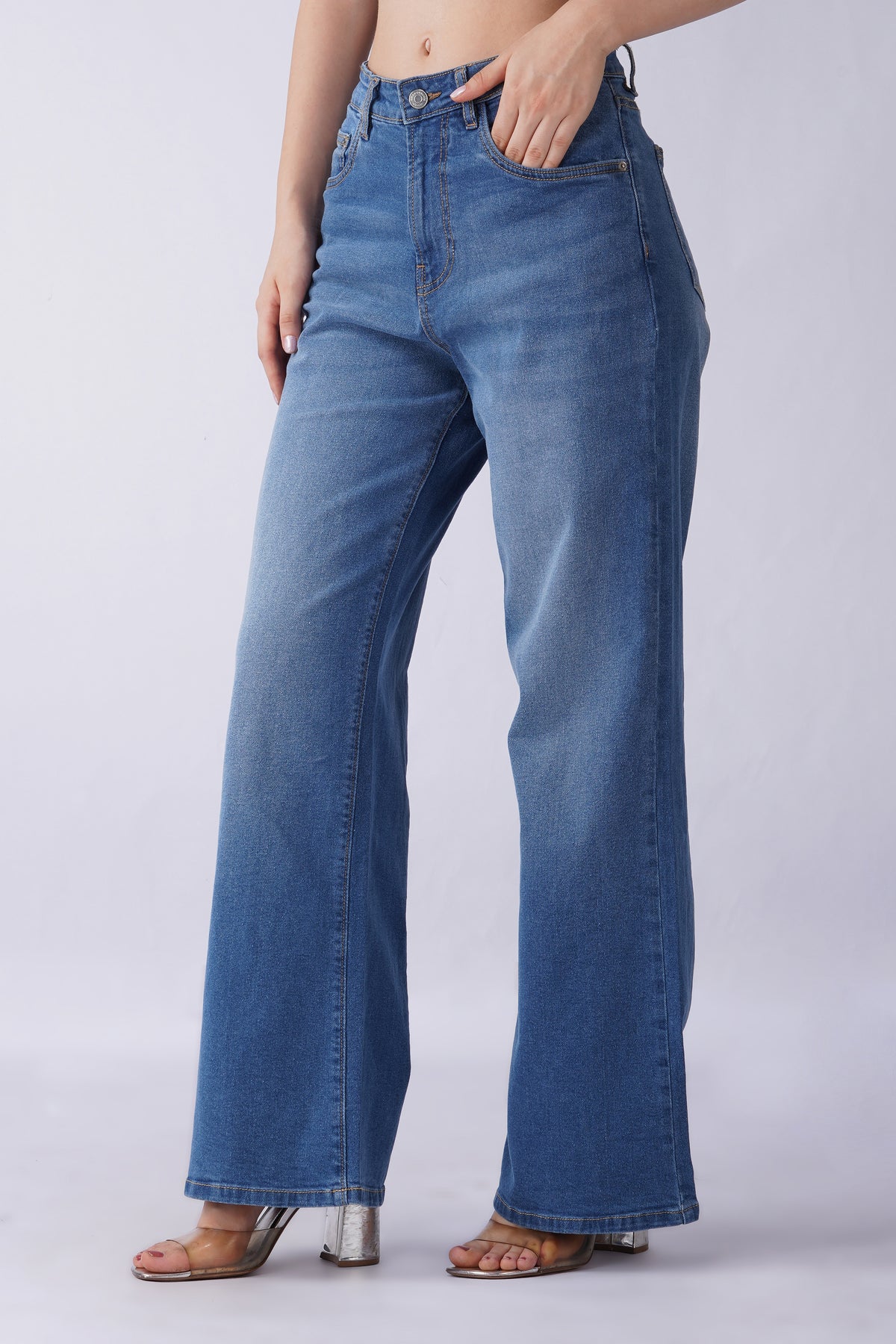 1165 WIDE LEG JEANS -MID BLUE