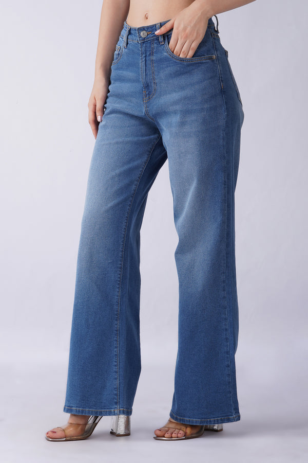 1165 WIDE LEG JEANS -MID BLUE