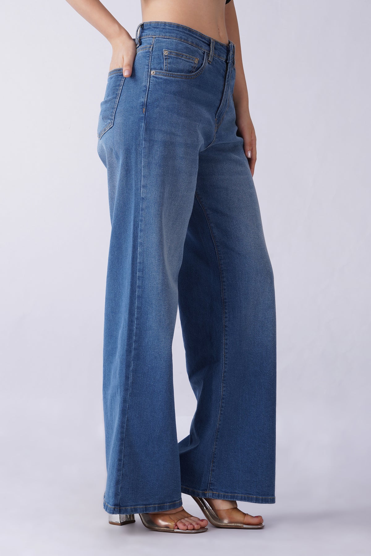 1165 WIDE LEG JEANS -MID BLUE