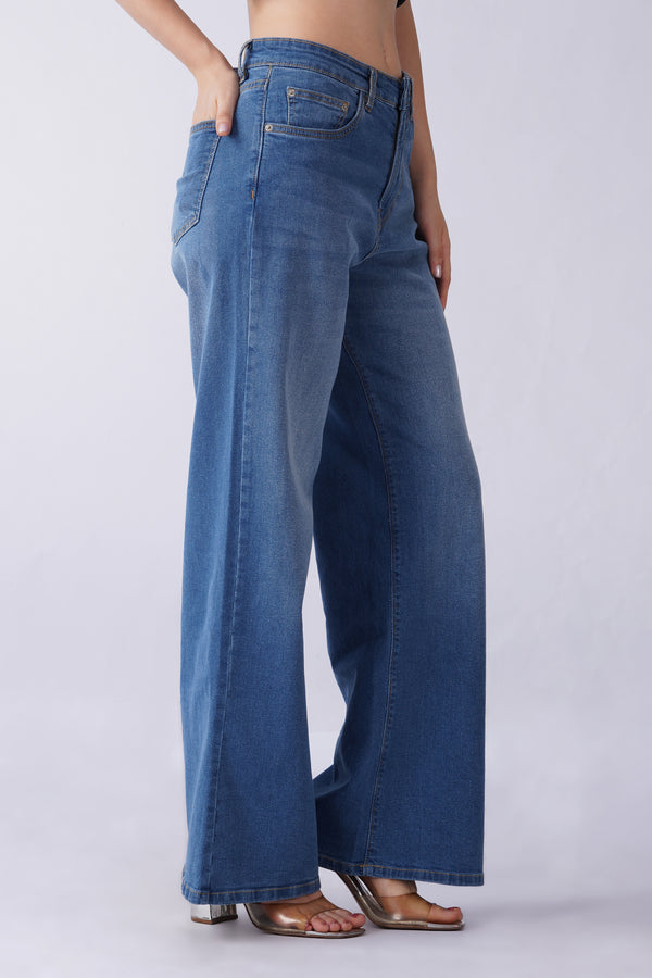 1165 WIDE LEG JEANS -MID BLUE