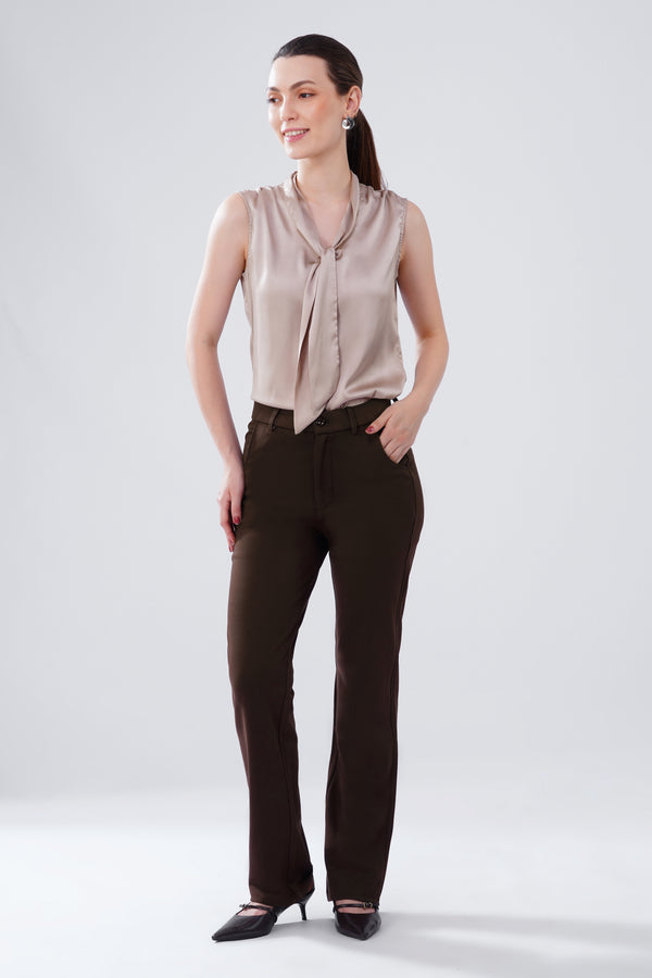 SMARTFLEX STRAIGHT FIT TROUSER - COFFEE