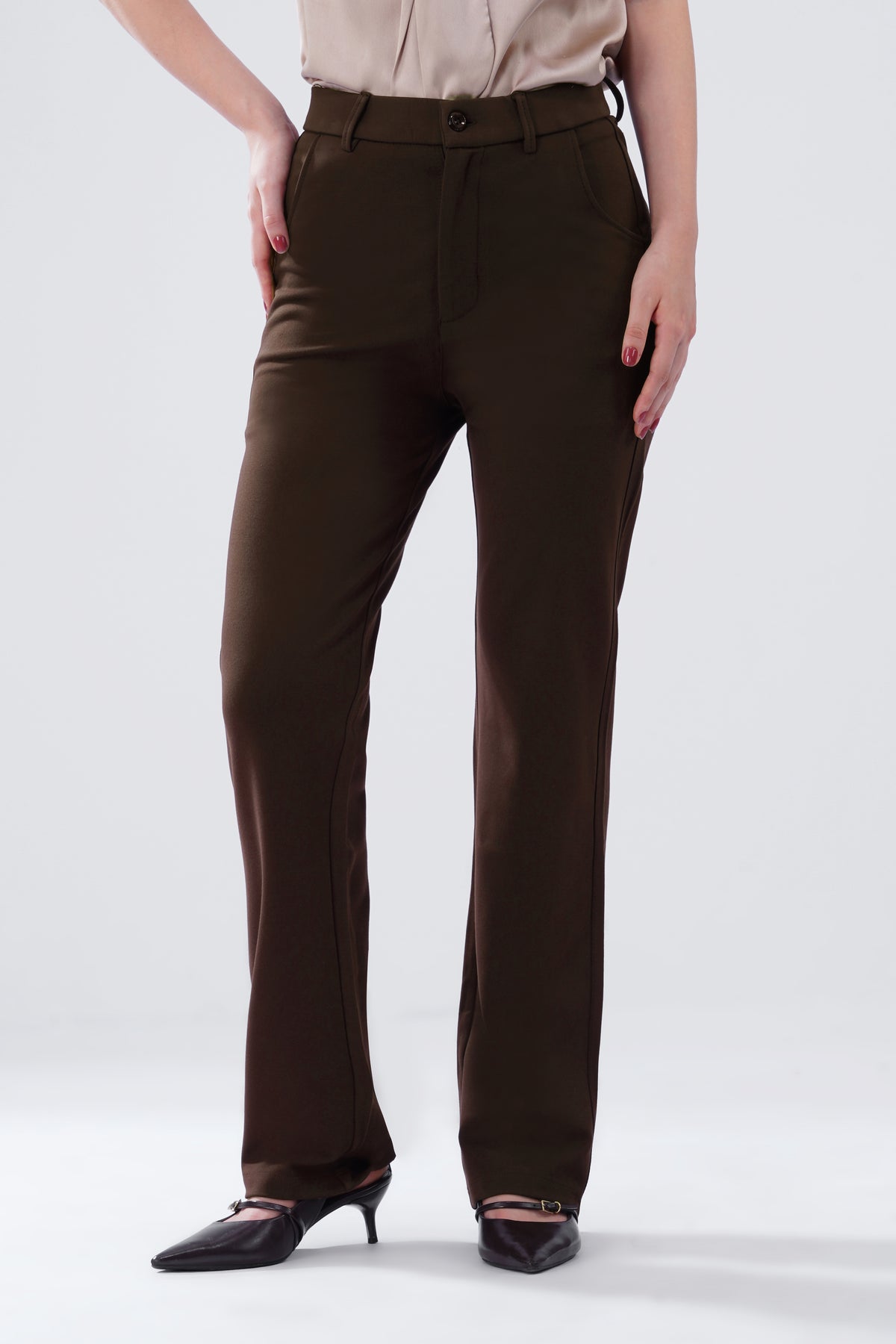 SMARTFLEX STRAIGHT FIT TROUSER - COFFEE