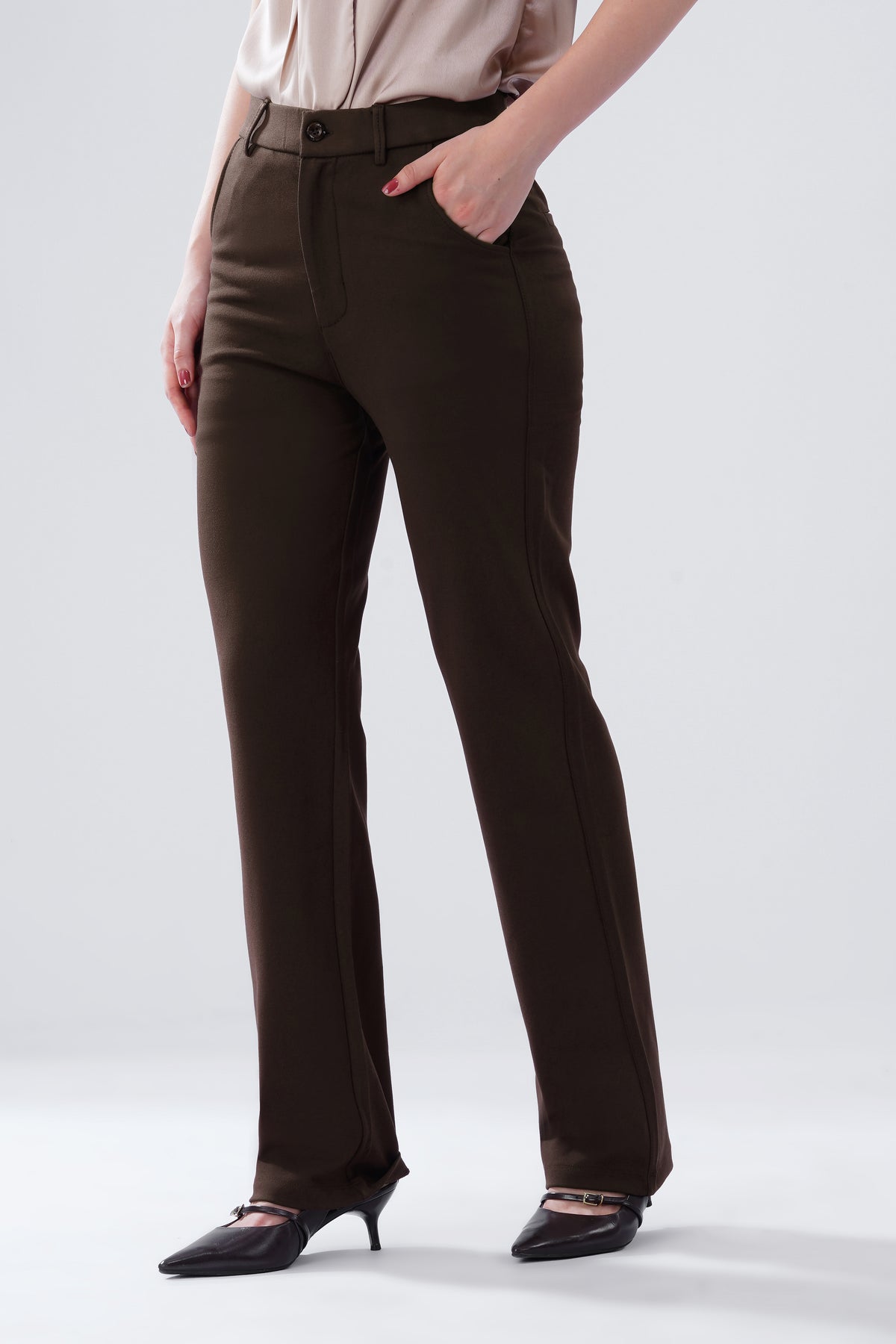 SMARTFLEX STRAIGHT FIT TROUSER - COFFEE