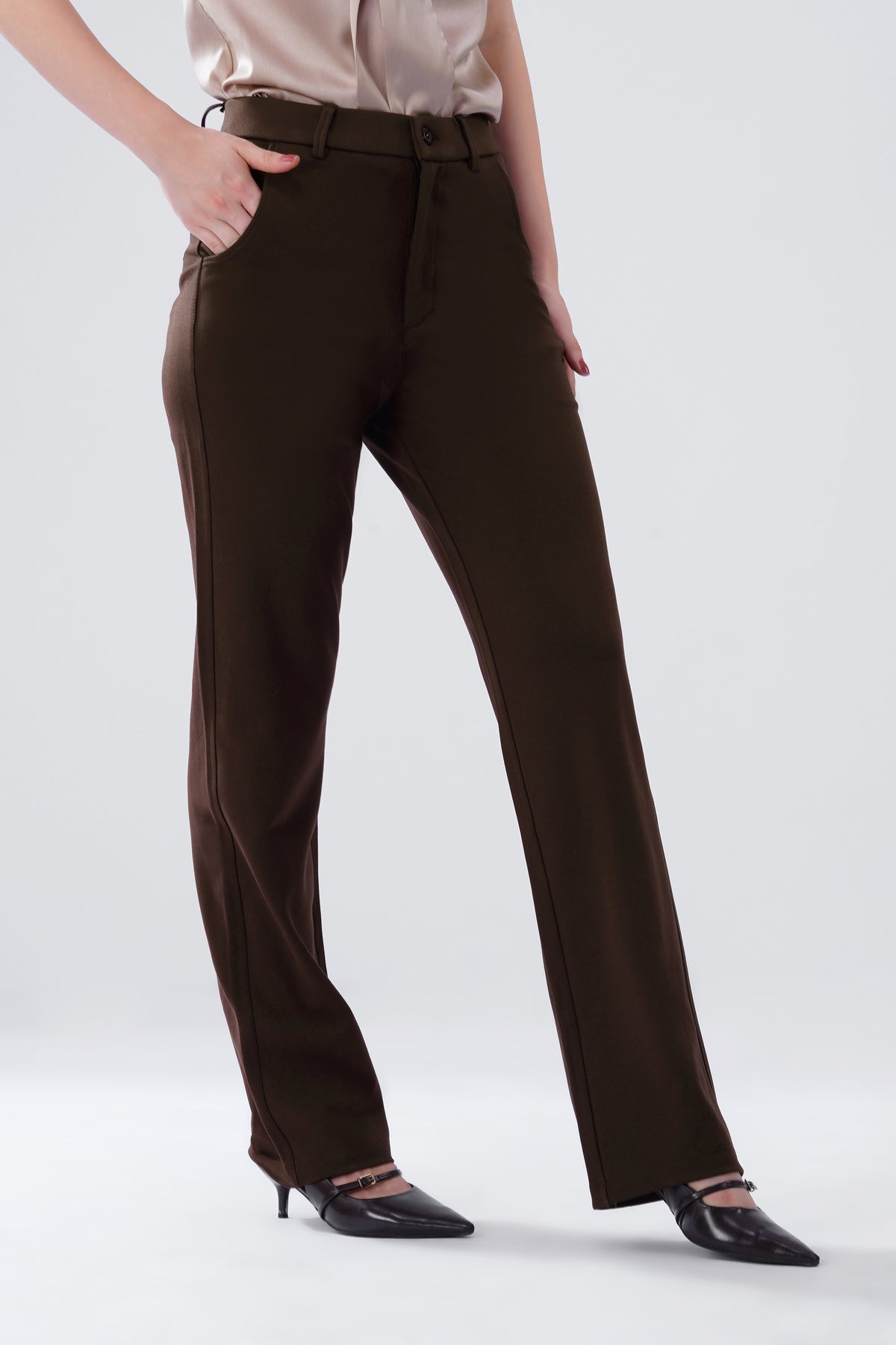 SMARTFLEX STRAIGHT FIT TROUSER - COFFEE