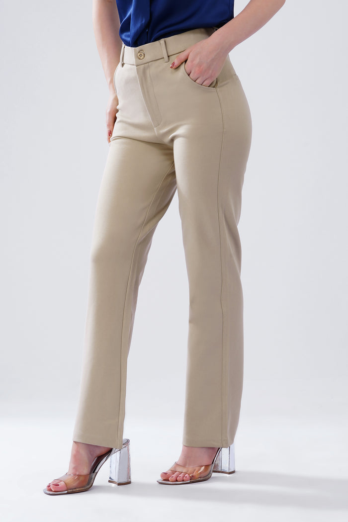 SMARTFLEX STRAIGHT FIT TROUSER - BEIGE