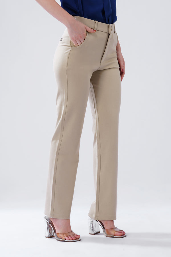 SMARTFLEX STRAIGHT FIT TROUSER - BEIGE