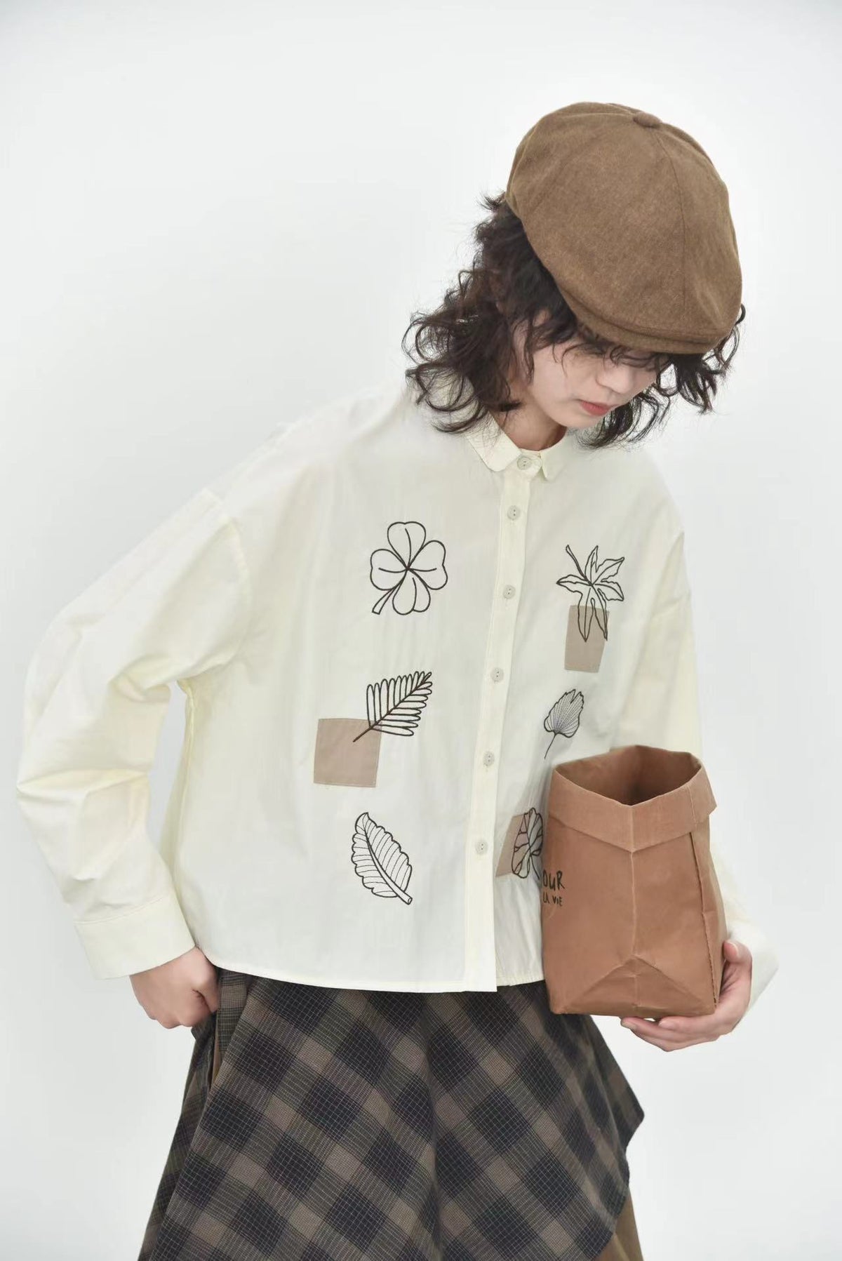 Cropped Length Cotton Shirt Nature