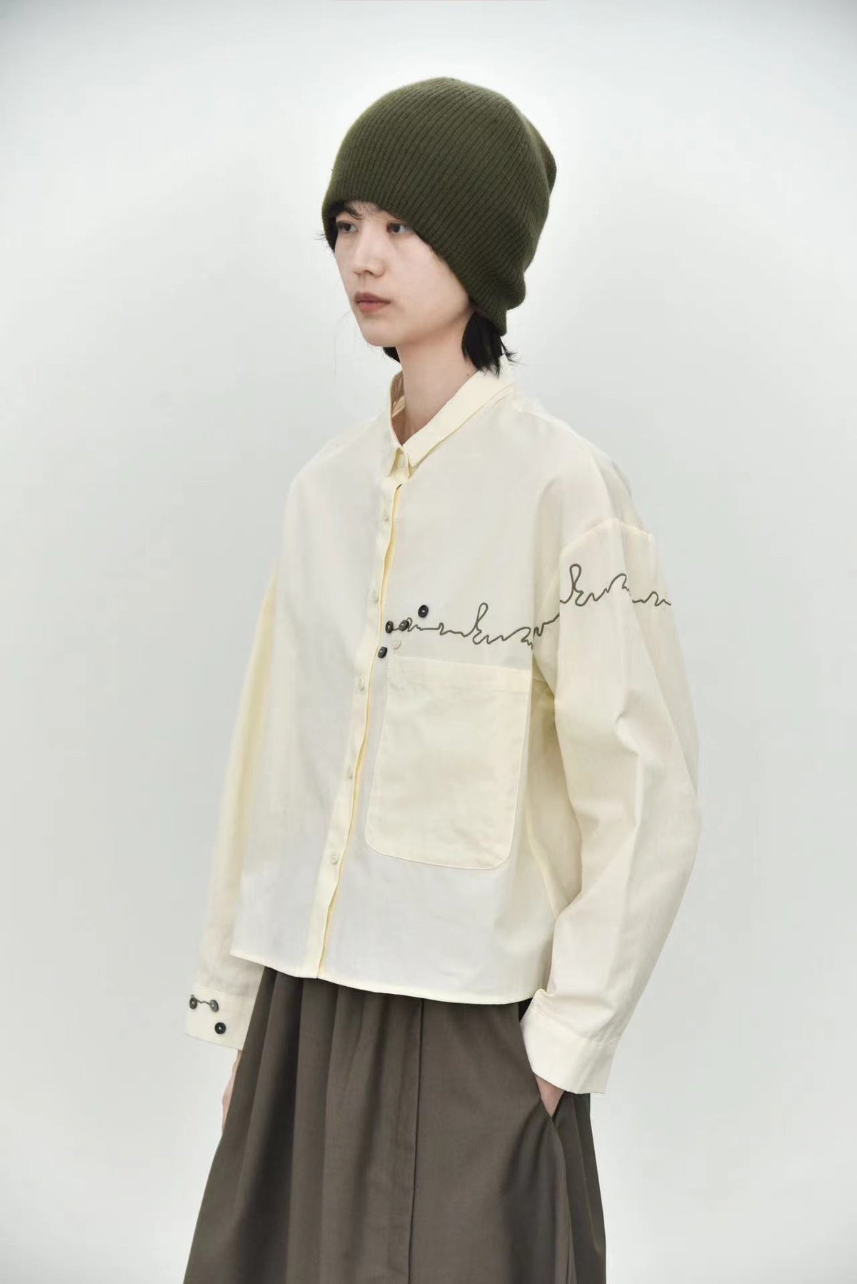 Cropped Length Cotton Shirt