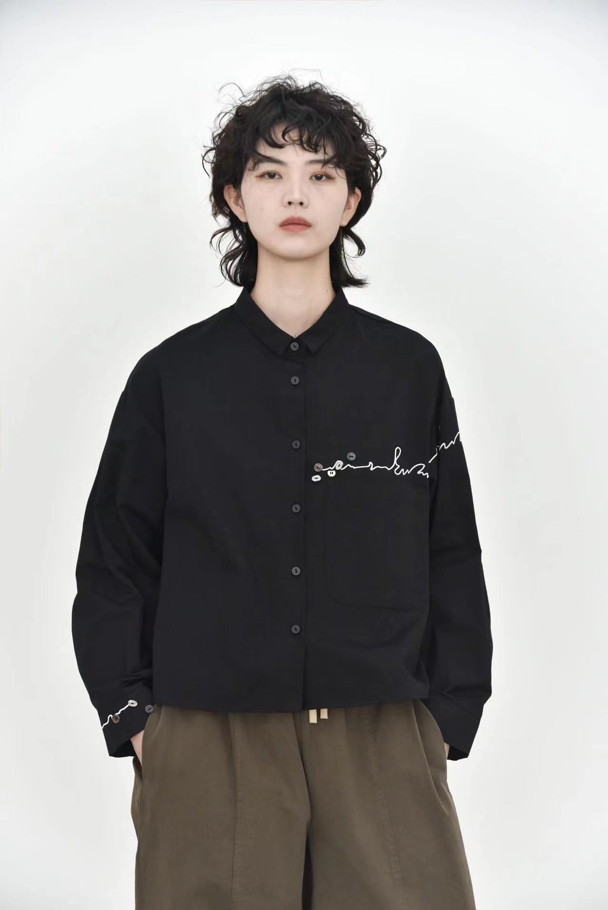 Cropped Length Cotton Shirt
