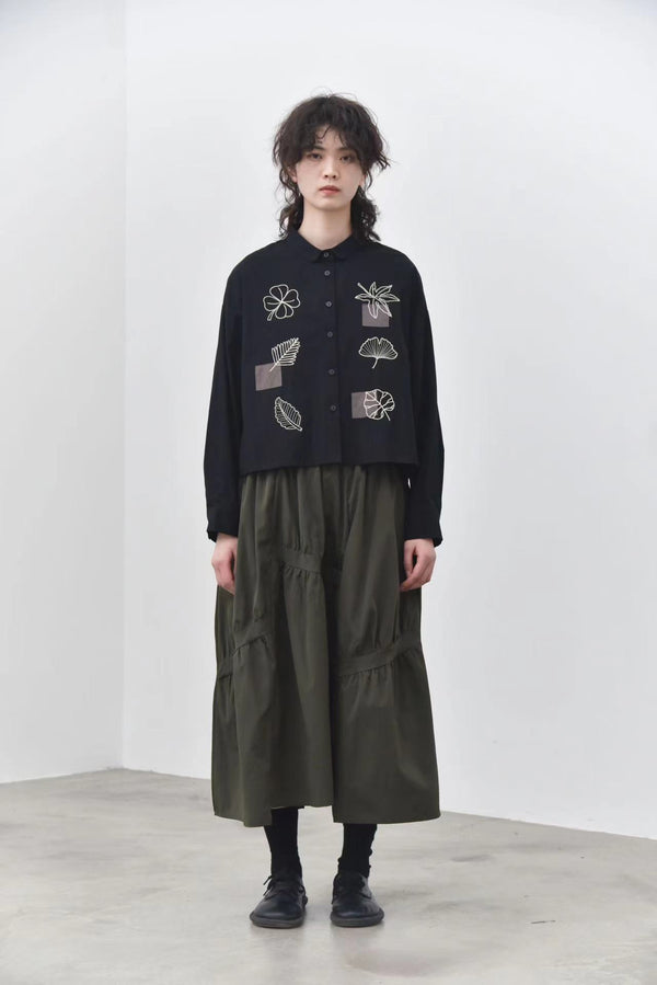 Cropped Length Cotton Shirt Nature
