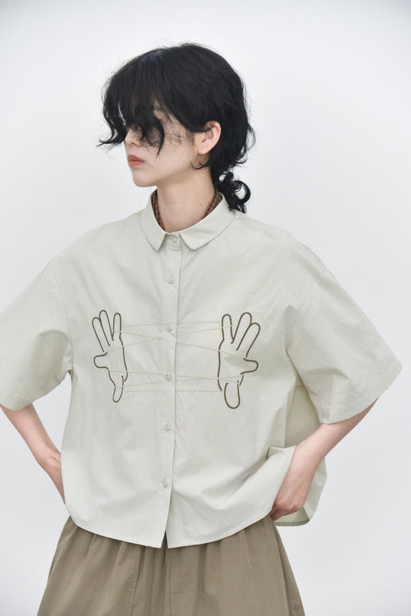 Cropped Length Cotton Shirt Fingers