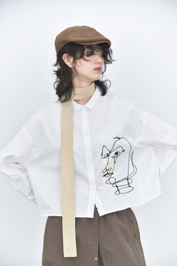 Cropped Length Cotton Shirt Creature