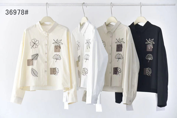 Cropped Length Cotton Shirt Nature