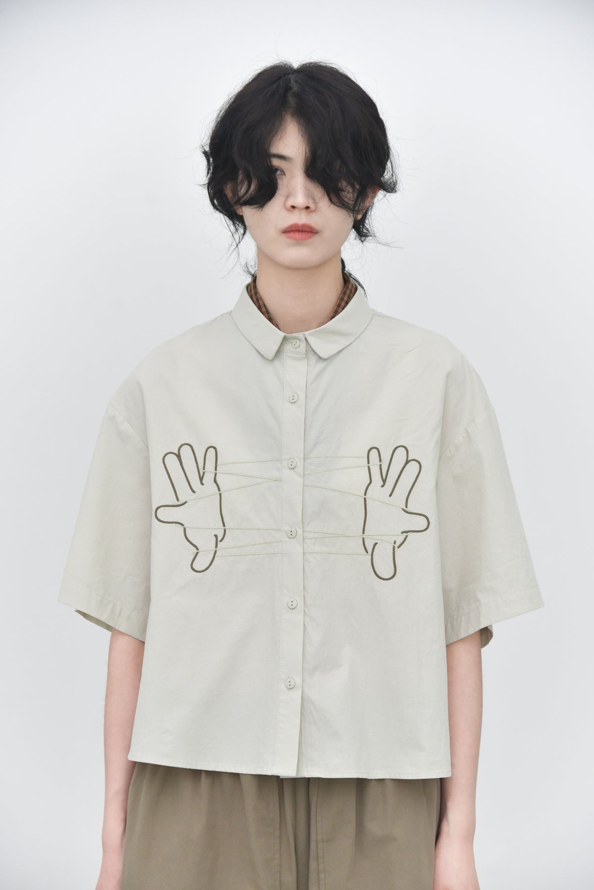 Cropped Length Cotton Shirt Fingers