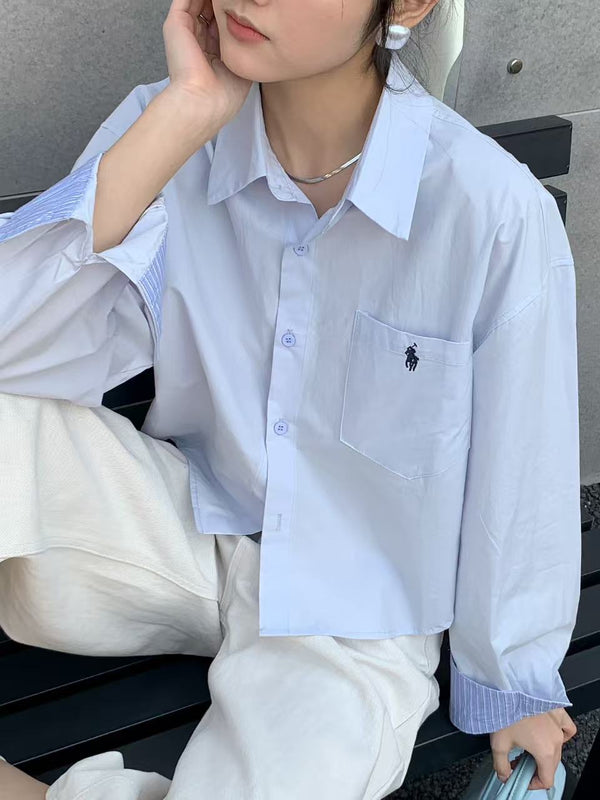Cropped Length Cotton Shirt Cuff Line